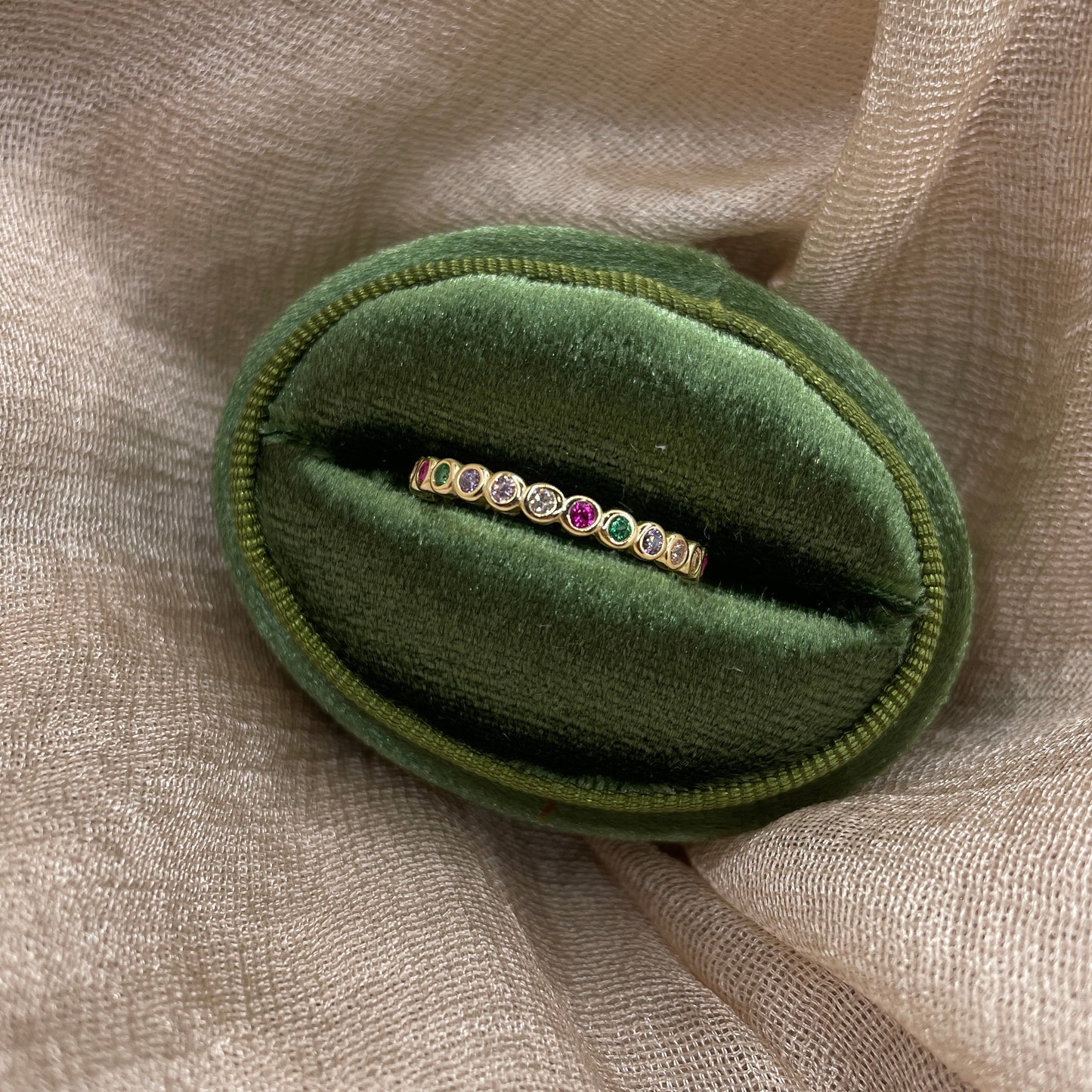 Lucky Rainbow Stone Band 925 Sterling Silver Ring
