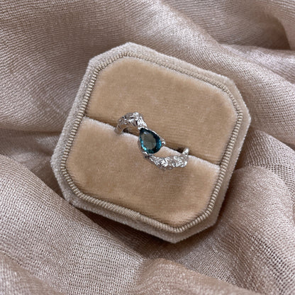 Deep Blue Current Open 925 Sterling Silver Ring