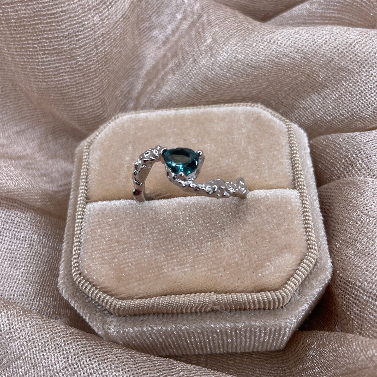 Deep Blue Current Open 925 Sterling Silver Ring
