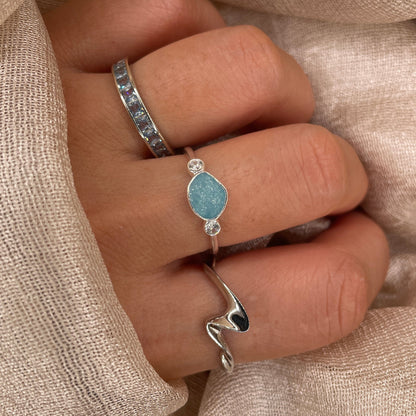 Aqua Drift Glow 925 Sterling Silver Ring