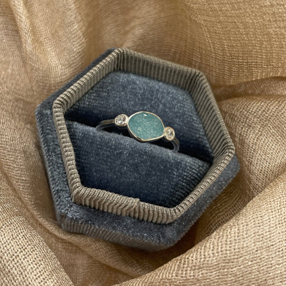 Aqua Drift Glow 925 Sterling Silver Ring