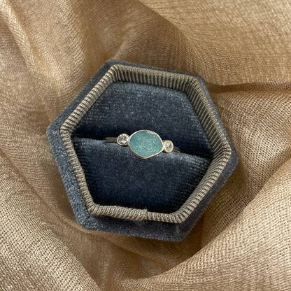 Aqua Drift Glow 925 Sterling Silver Ring