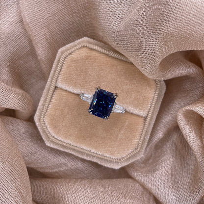Deep Blue Crushed Ice Cut 925 Sterling Silver Ring