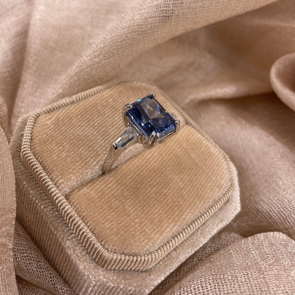 Deep Blue Crushed Ice Cut 925 Sterling Silver Ring