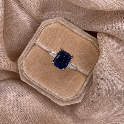 Deep Blue Crushed Ice Cut 925 Sterling Silver Ring