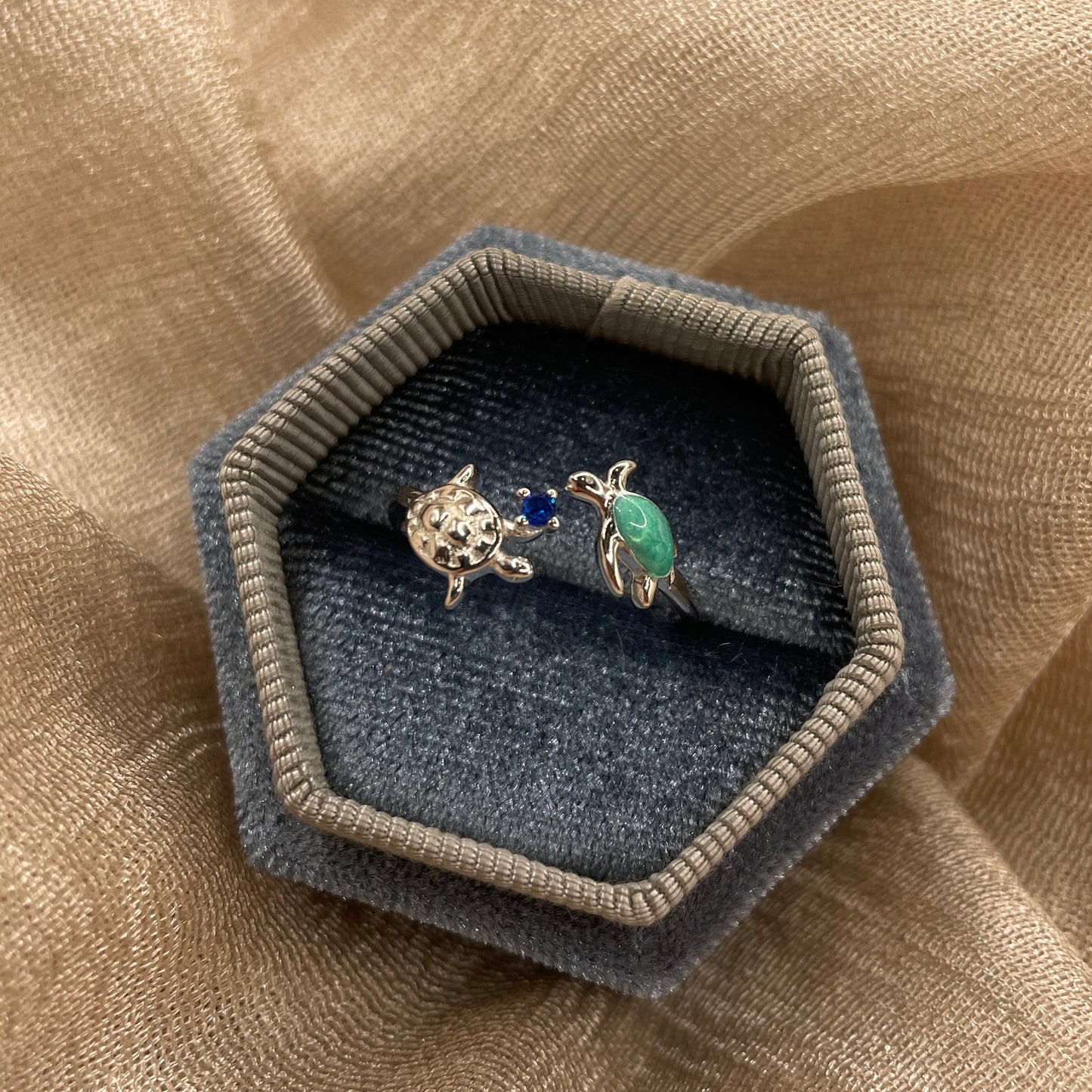 Double Turtle Open  925 Sterling Silver Ring