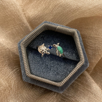 Double Turtle Open  925 Sterling Silver Ring