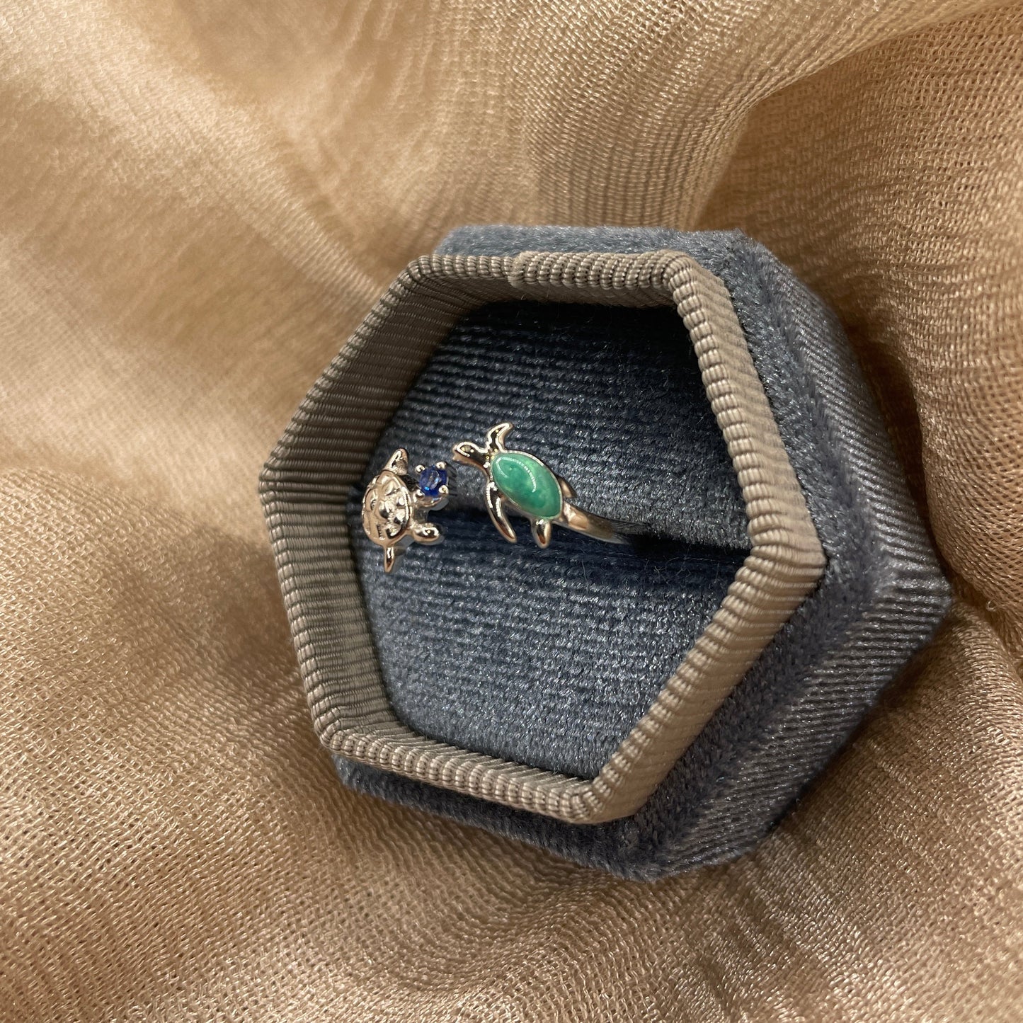 Double Turtle Open  925 Sterling Silver Ring