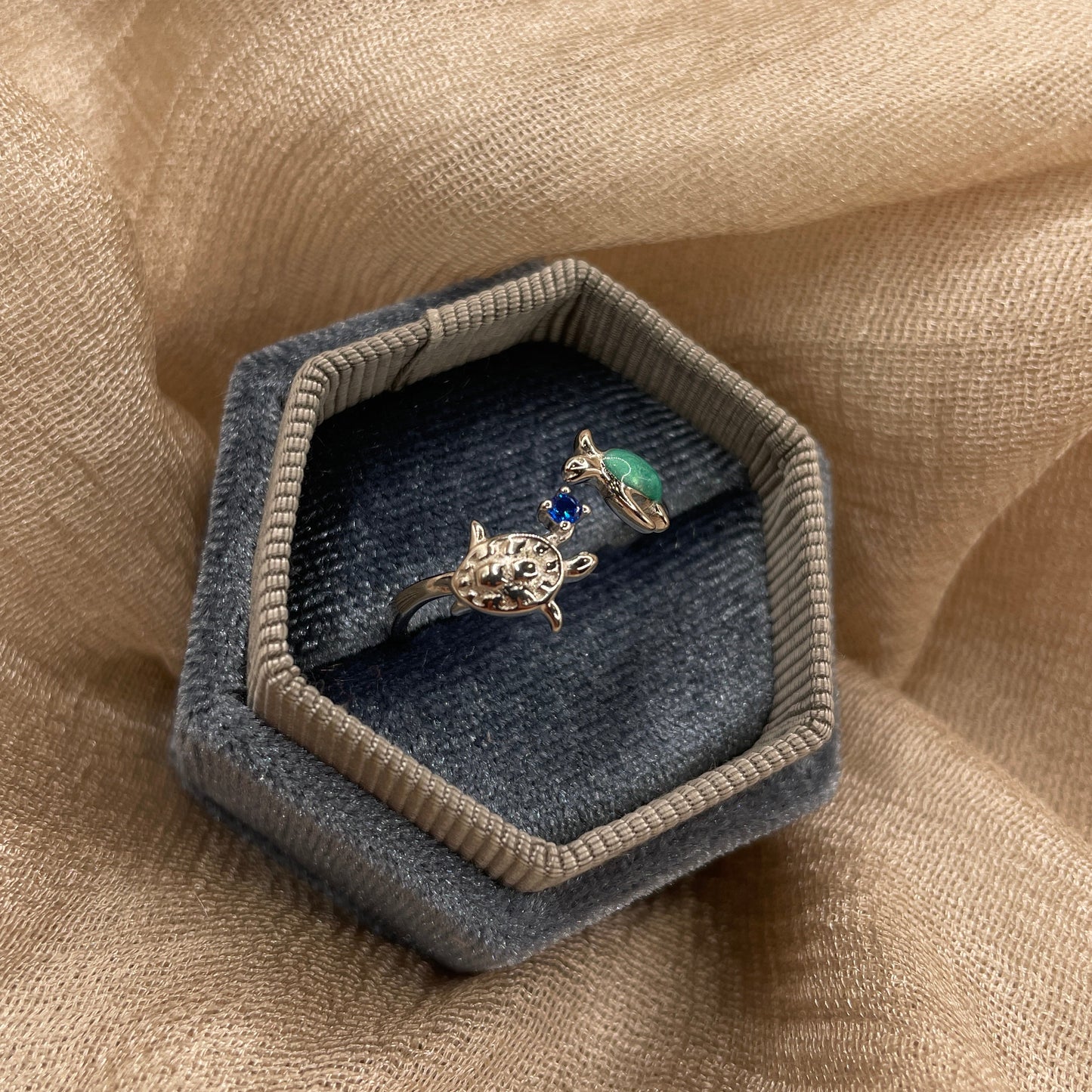 Double Turtle Open  925 Sterling Silver Ring