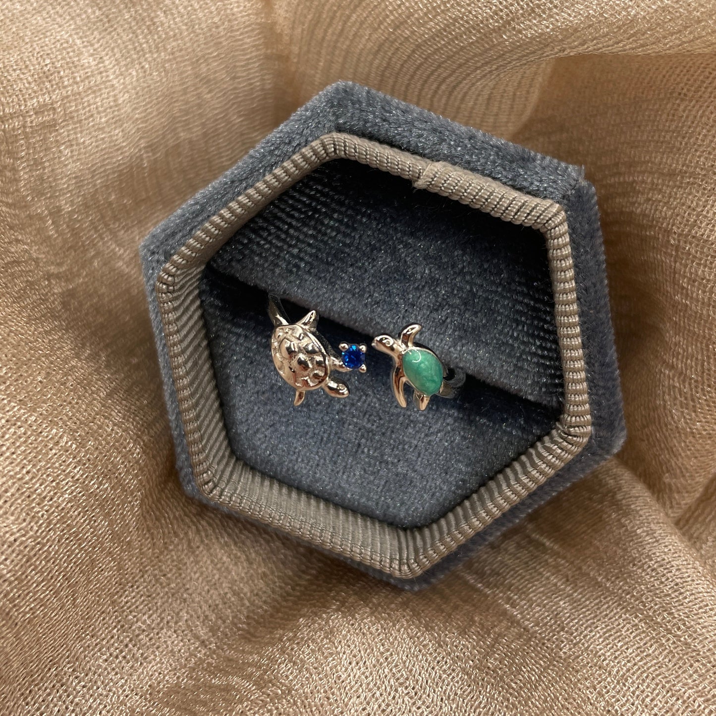 Double Turtle Open  925 Sterling Silver Ring