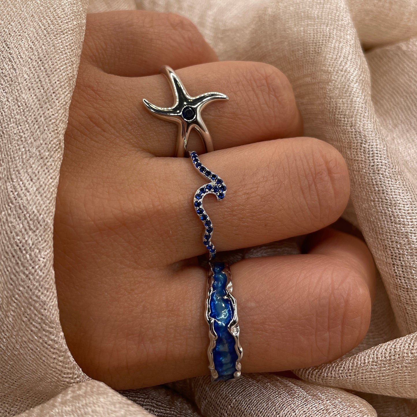Royal Blue Wave 925 Sterling Silver Ring