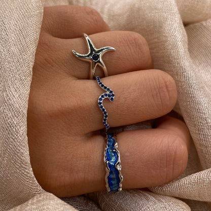 Royal Blue Wave 925 Sterling Silver Ring
