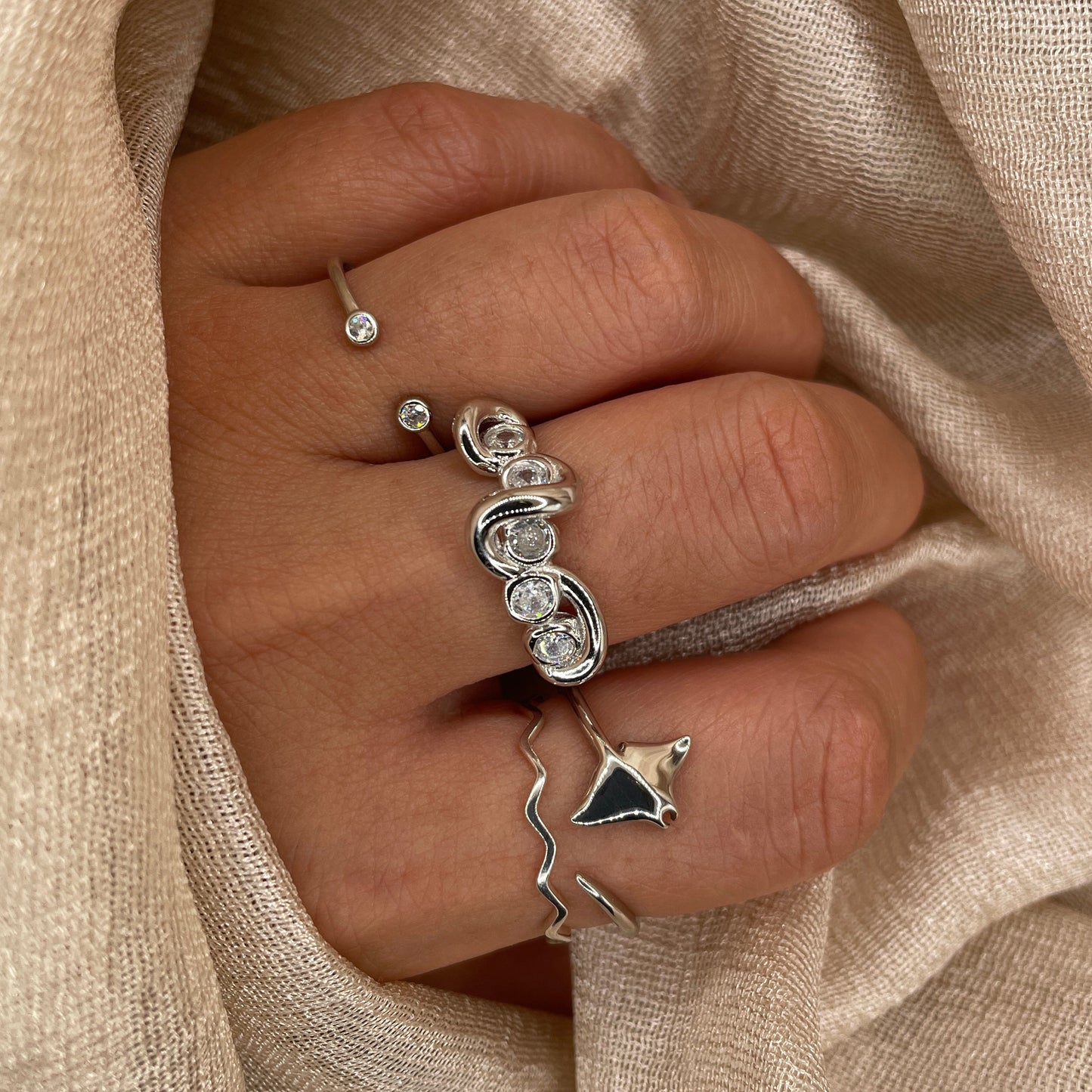 Glow Flow 925 Sterling Silver Ring