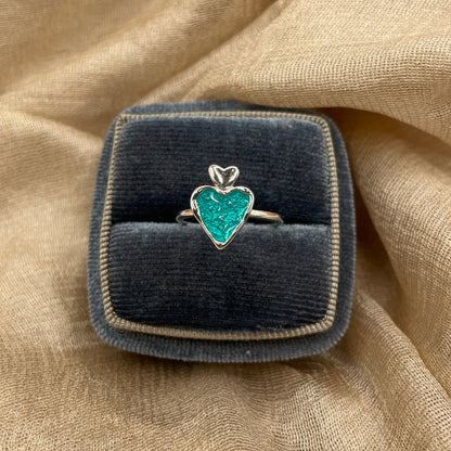 Ocean Turquoise Heart 925 Sterling Silver Ring