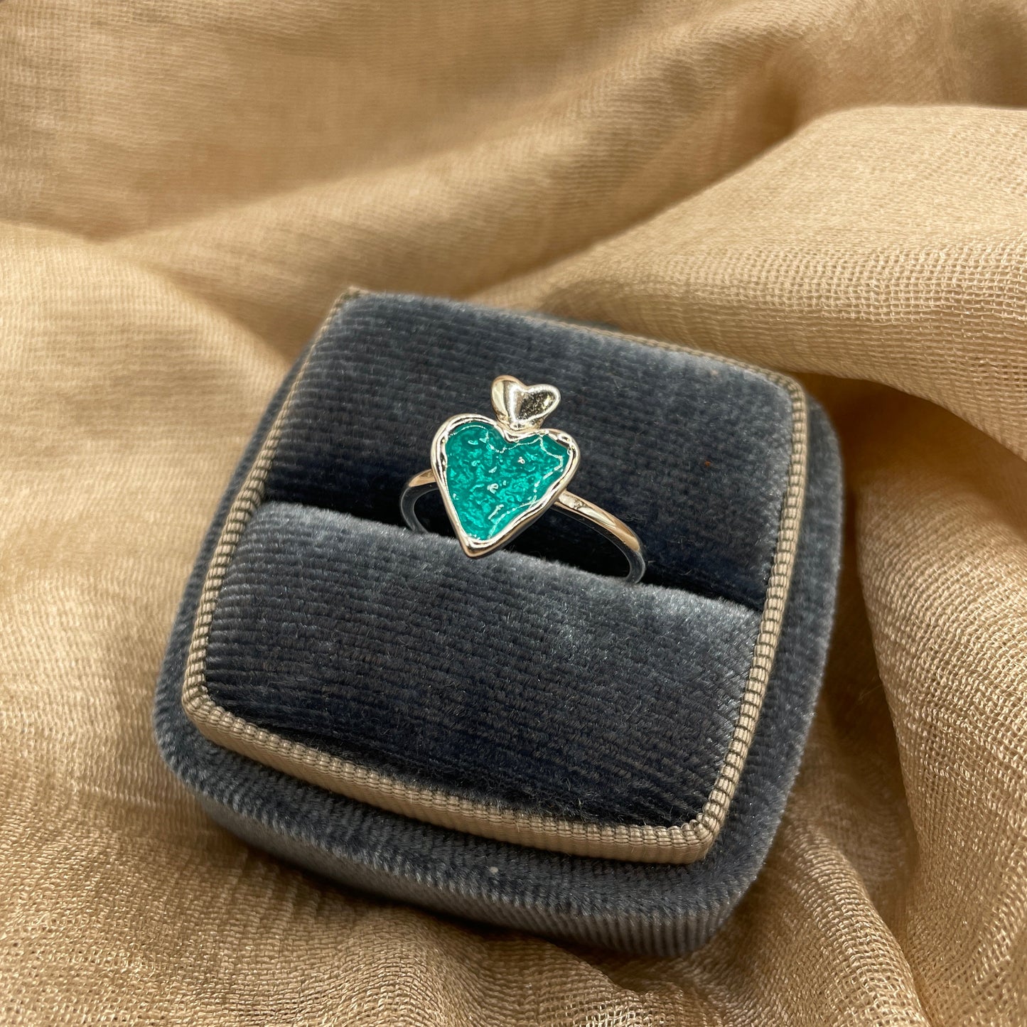 Ocean Turquoise Heart 925 Sterling Silver Ring