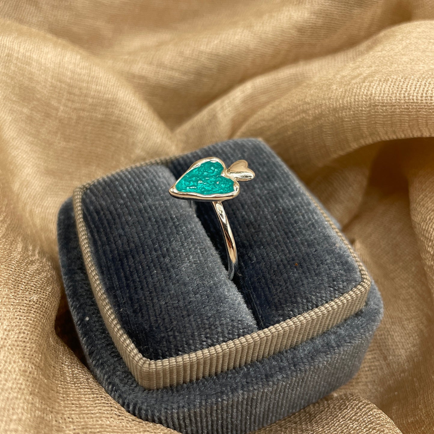 Ocean Turquoise Heart 925 Sterling Silver Ring