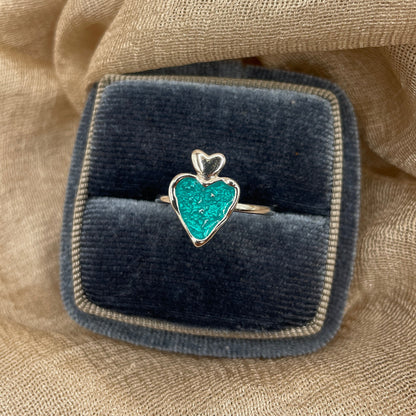 Ocean Turquoise Heart 925 Sterling Silver Ring