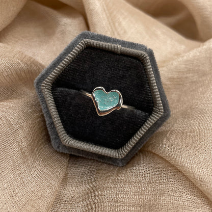 Aqua Blue Heart 925 Sterling Silver Ring