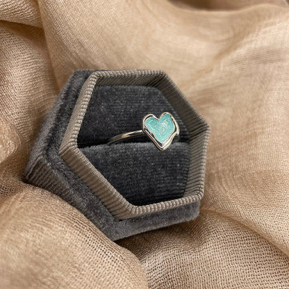 Aqua Blue Heart 925 Sterling Silver Ring