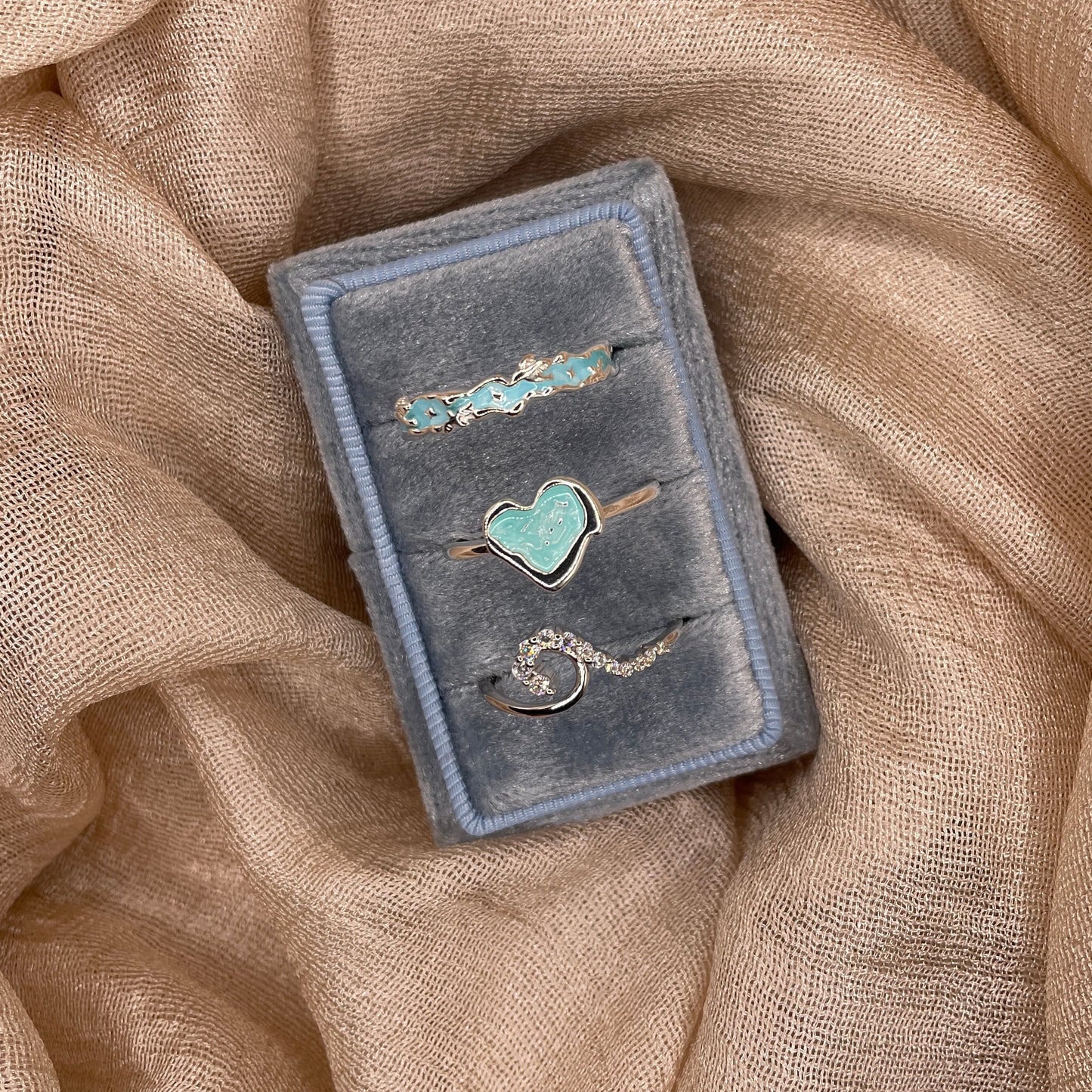 Aqua Blue Heart 925 Sterling Silver Ring
