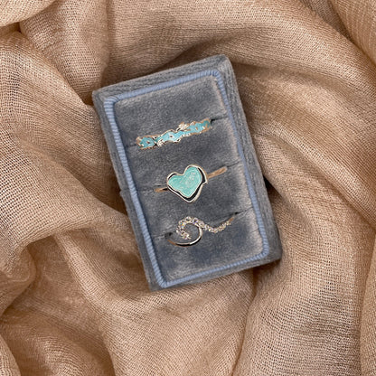 Aqua Blue Heart 925 Sterling Silver Ring