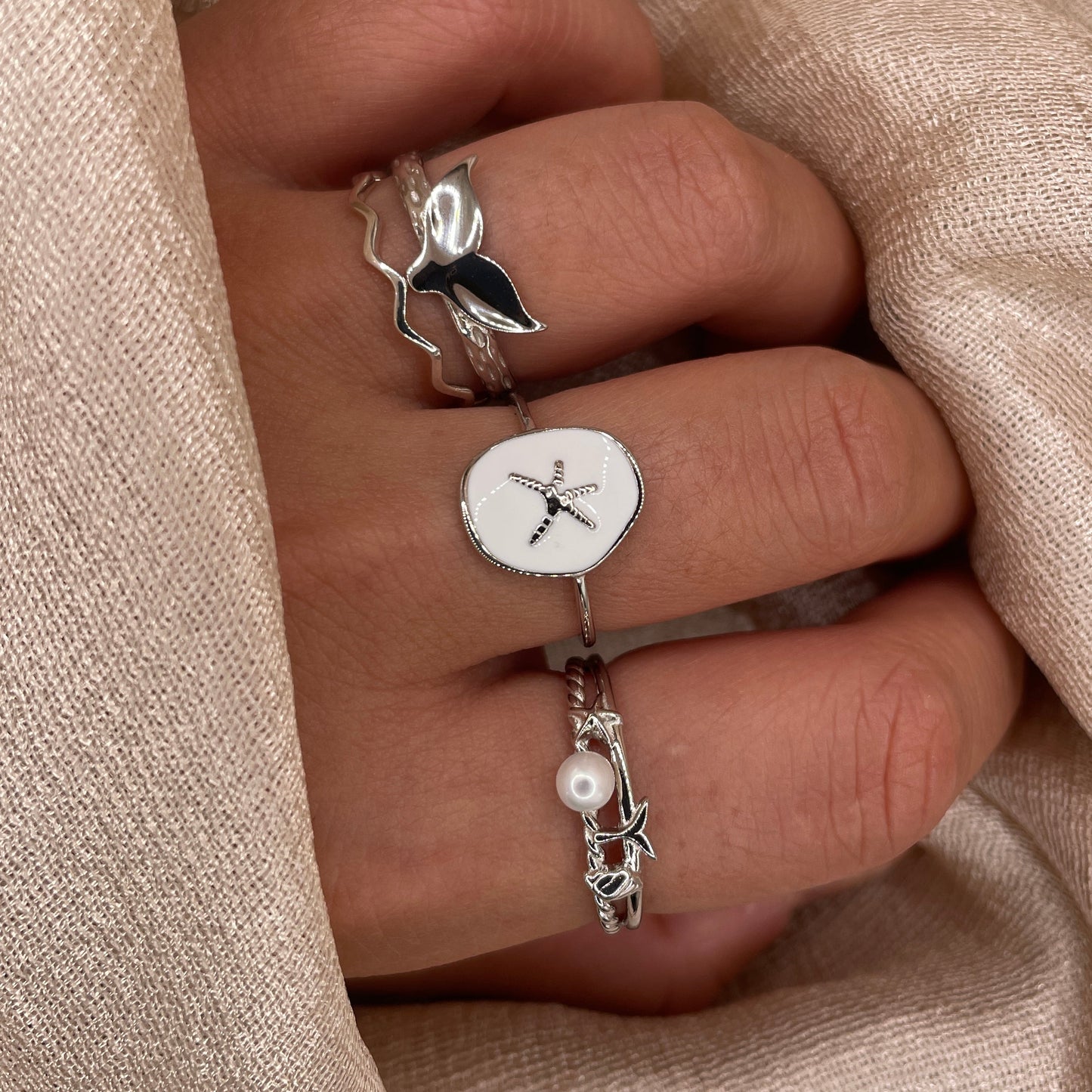 Sea Star Pearl 925 Sterling Silver Ring