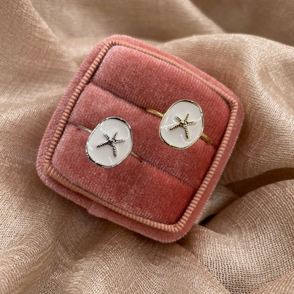 White Sand Starfish 925 Sterling Silver Ring