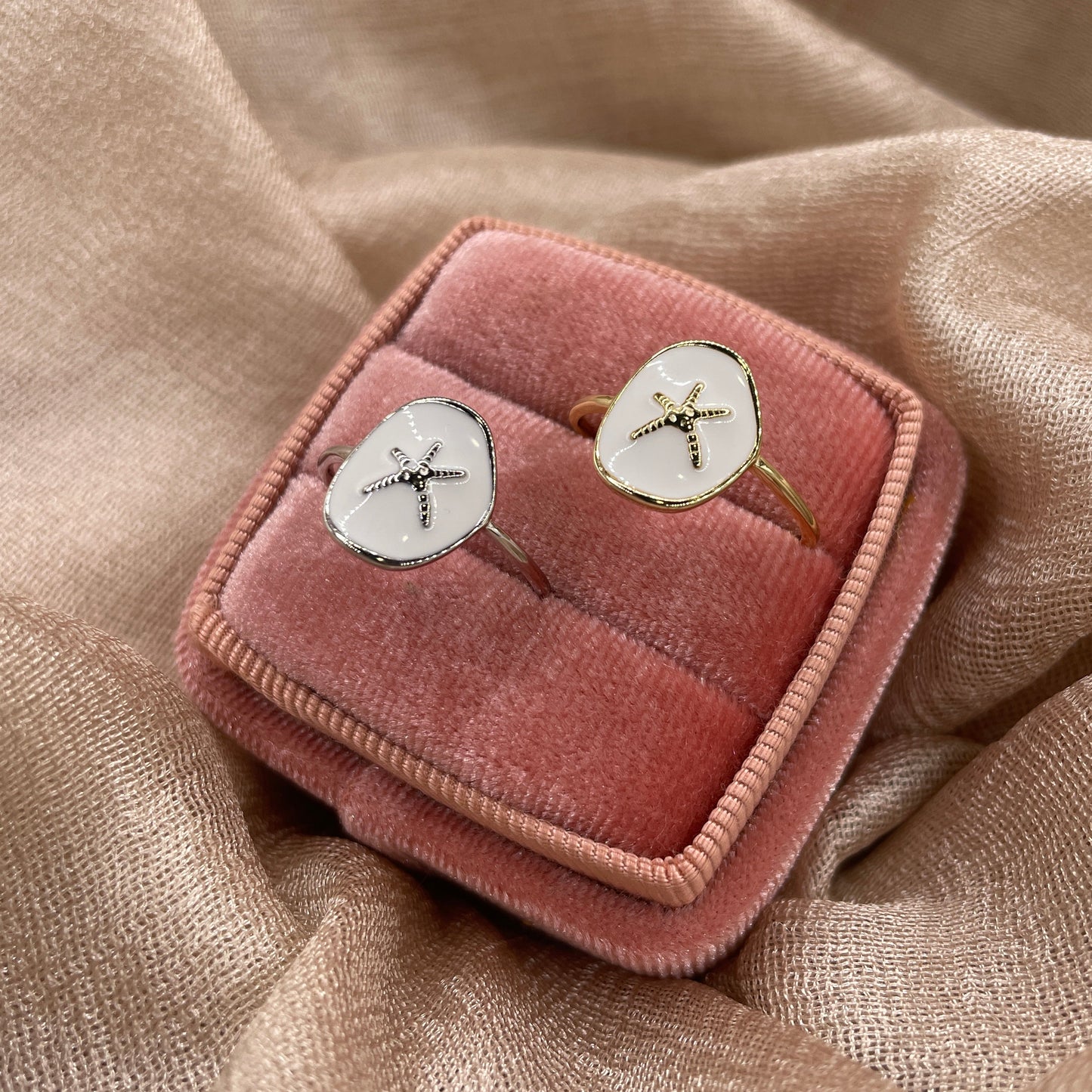 White Sand Starfish 925 Sterling Silver Ring