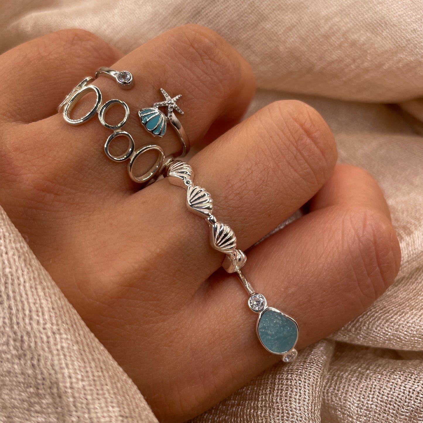 Shell Band 925 Sterling Silver Ring