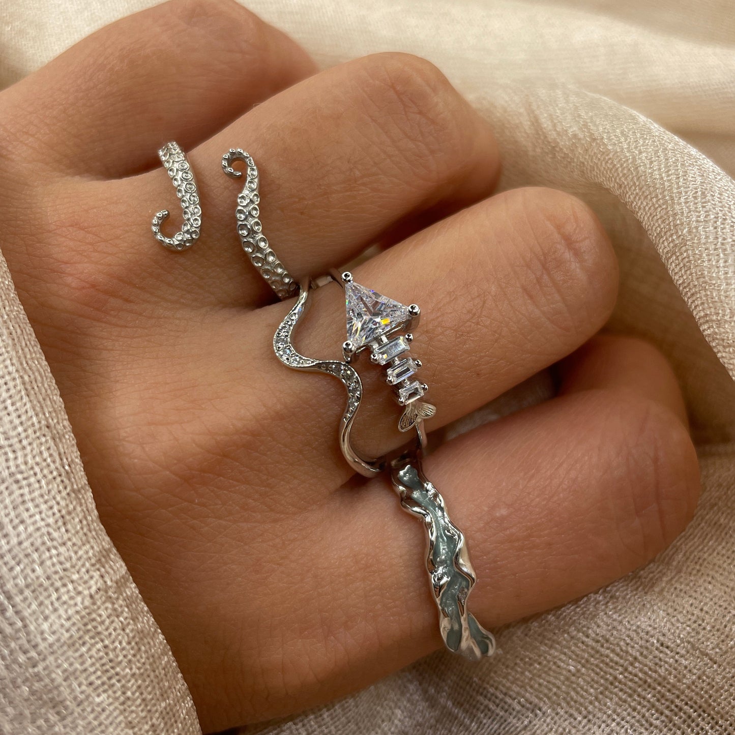 Crystal Fish 925 Sterling Silver Ring