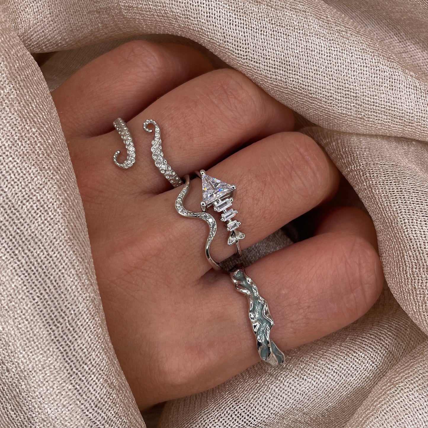 Crystal Fish 925 Sterling Silver Ring