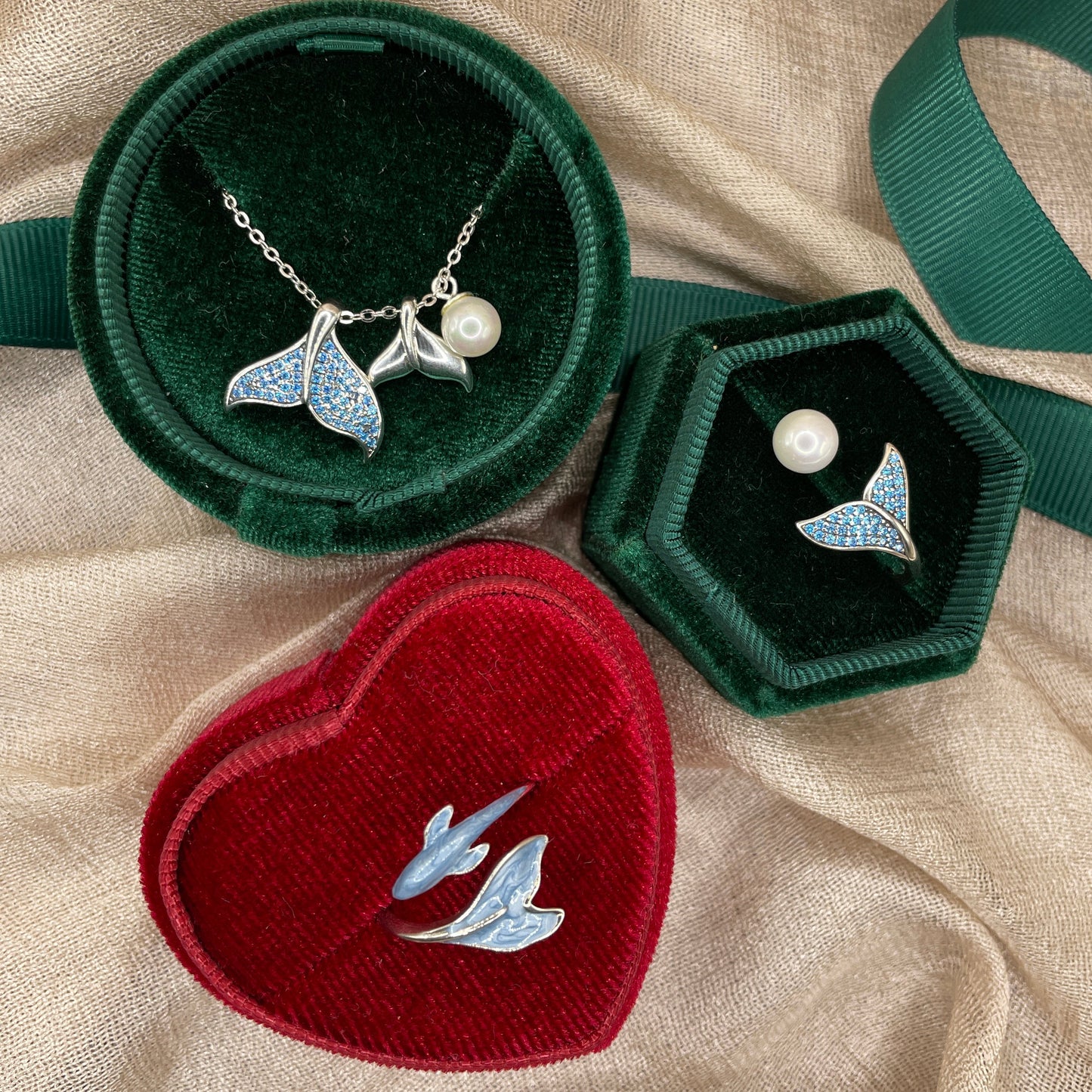 Blue Whale Tail Pearl 925 Sterling Silver Necklace