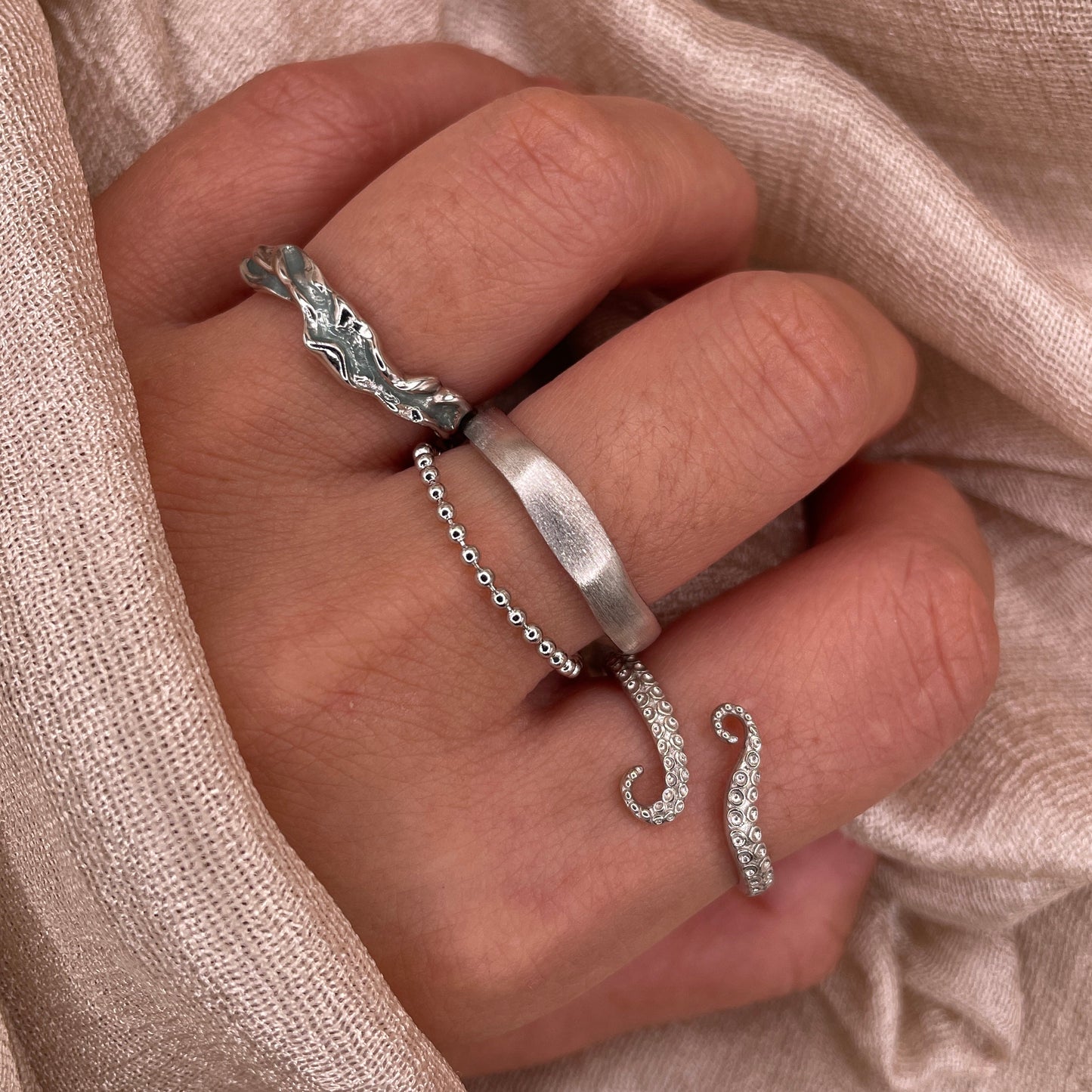 Bead Layer 925 Sterling Silver Ring