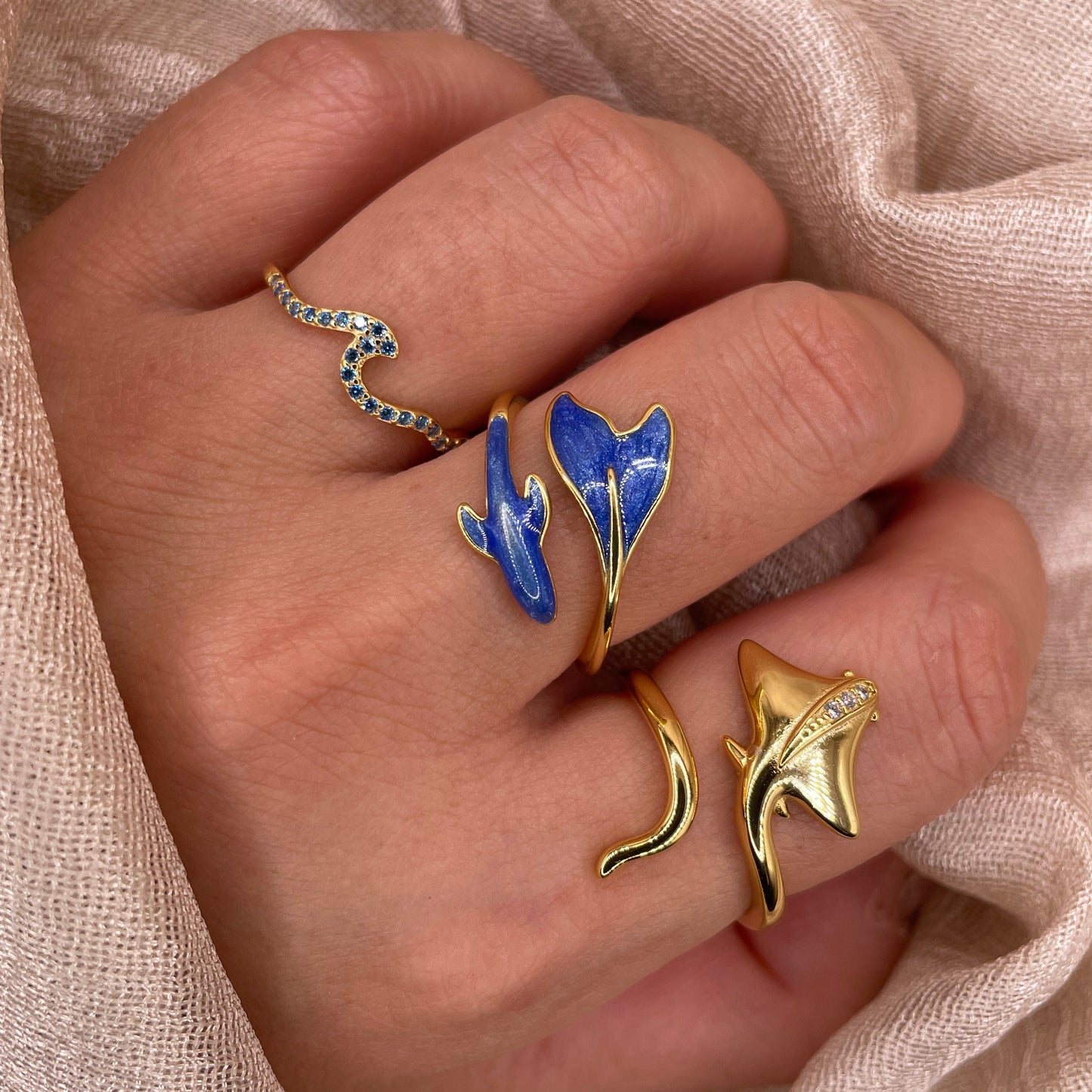 Mare D'Oro Whale Adjustable 925 Sterling Silver Ring