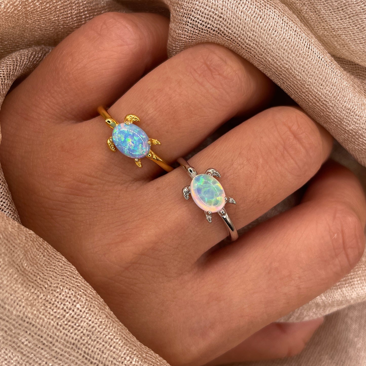 Opal Turtle 925 Sterling Silver Ring