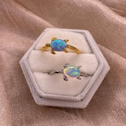 Opal Turtle 925 Sterling Silver Ring