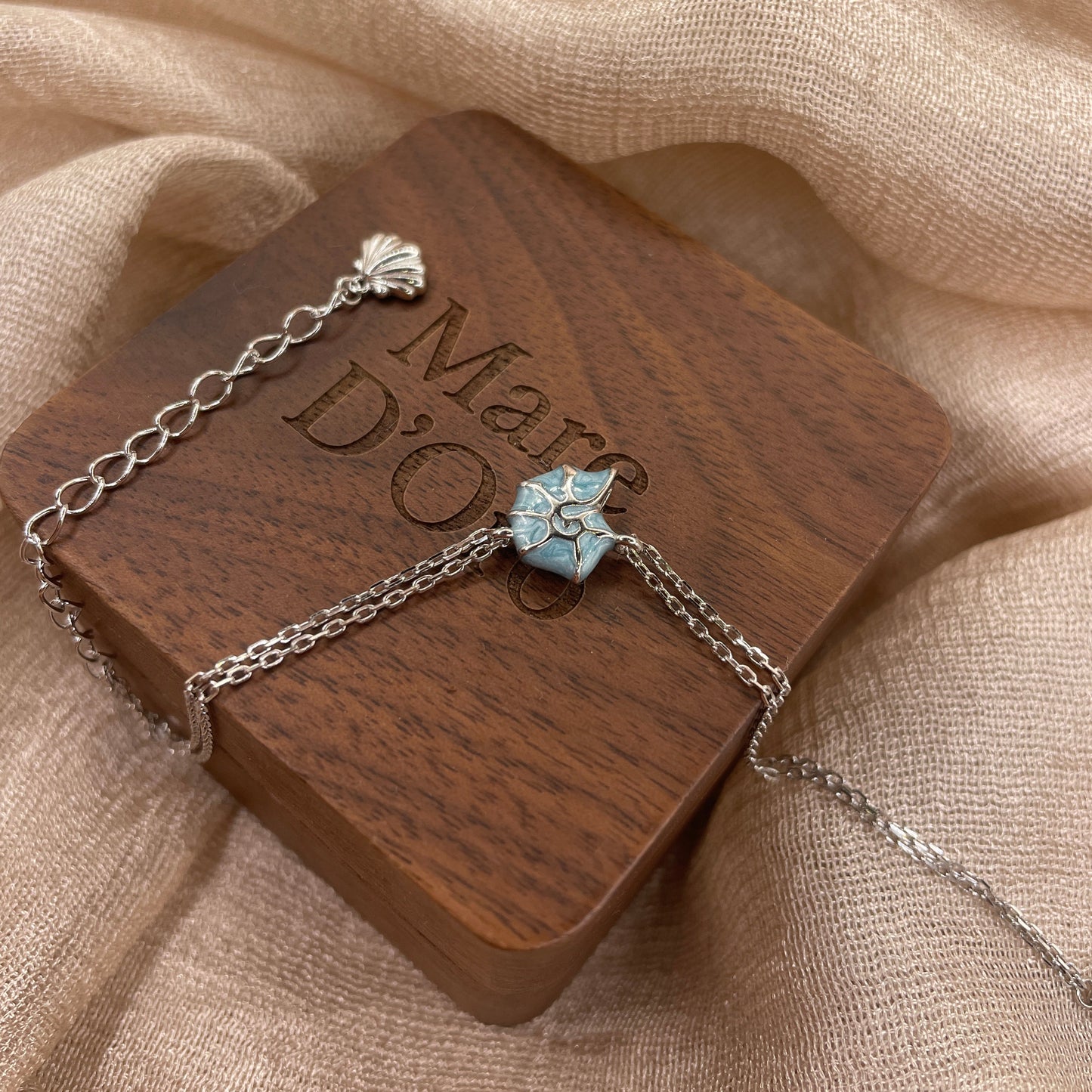Blue Seashell 925 sterling silver Bracelet