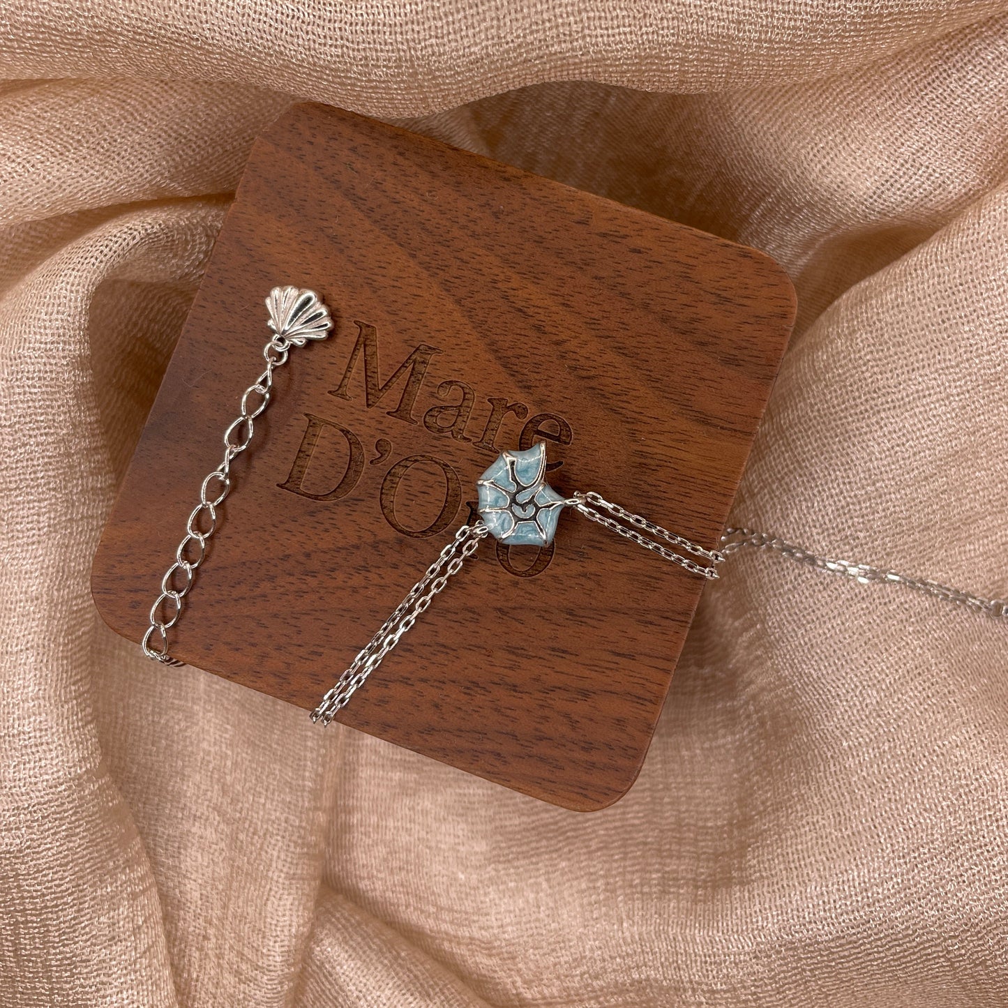 Blue Seashell 925 sterling silver Bracelet