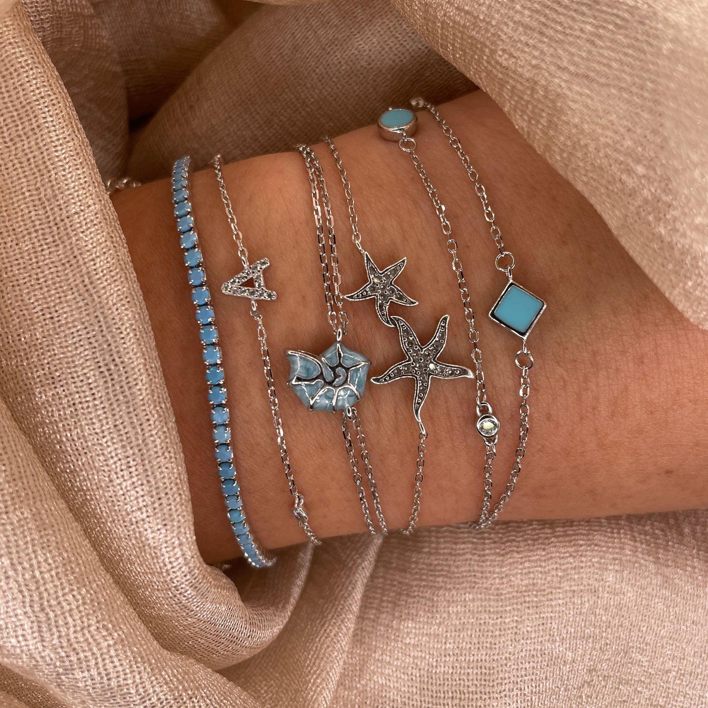 Blue Seashell 925 sterling silver Bracelet