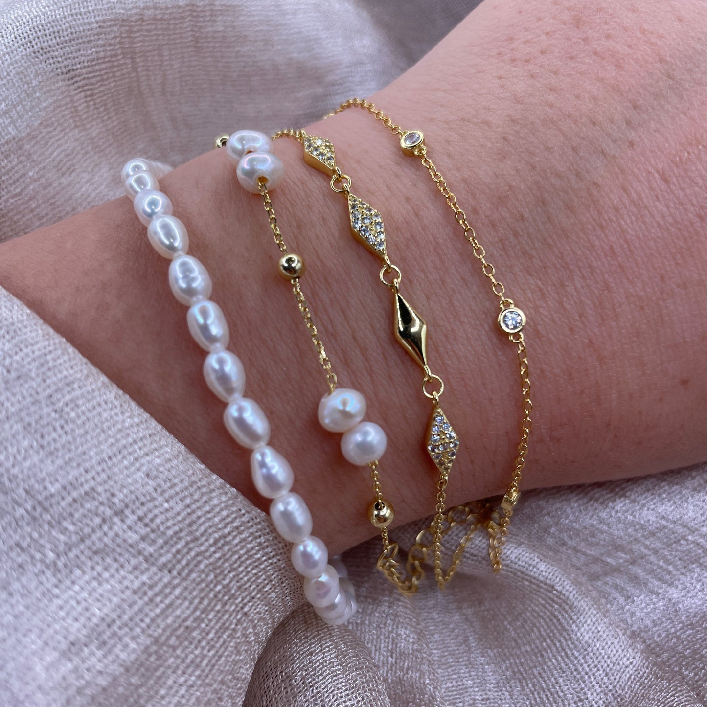 Dainty Zircon Station 925 Sterling Silver Bracelet