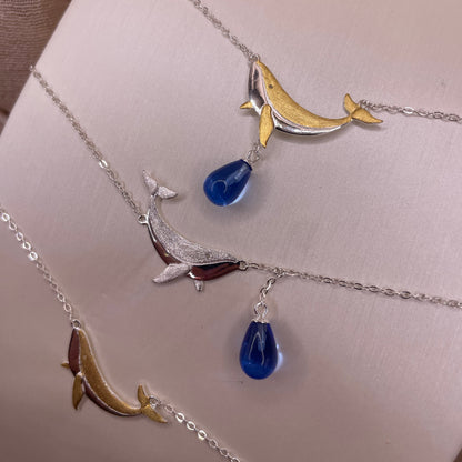 Ocean Whale Drop 925 Sterling Silver Necklace