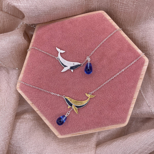 Ocean Whale Drop 925 Sterling Silver Necklace
