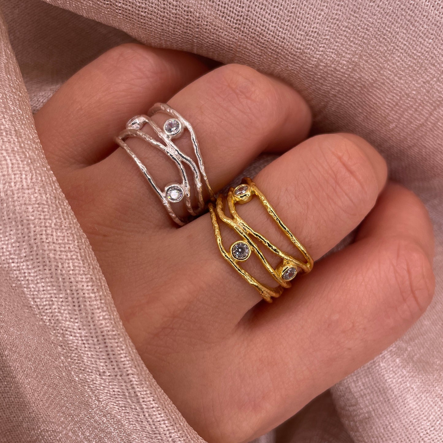Tidal Layers 925 Sterling Silver Ring