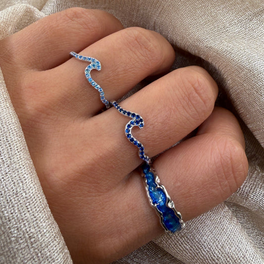 Royal Blue Wave 925 Sterling Silver Ring