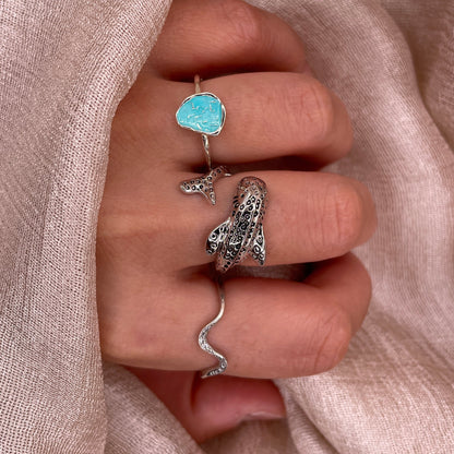 Whale Shark Adjustable 925 Sterling Silver Ring