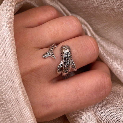Whale Shark Adjustable 925 Sterling Silver Ring