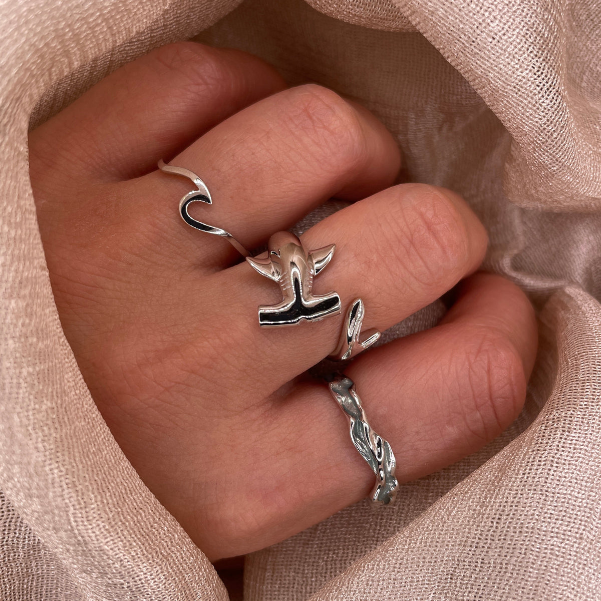 Chunky Hammerhead Shark 925 Sterling Silver Ring