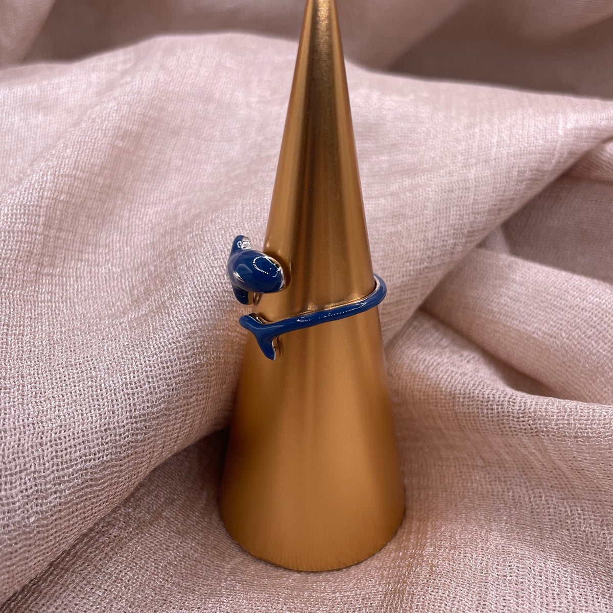 Navy Orca Adjustable 925 Sterling Silver Ring