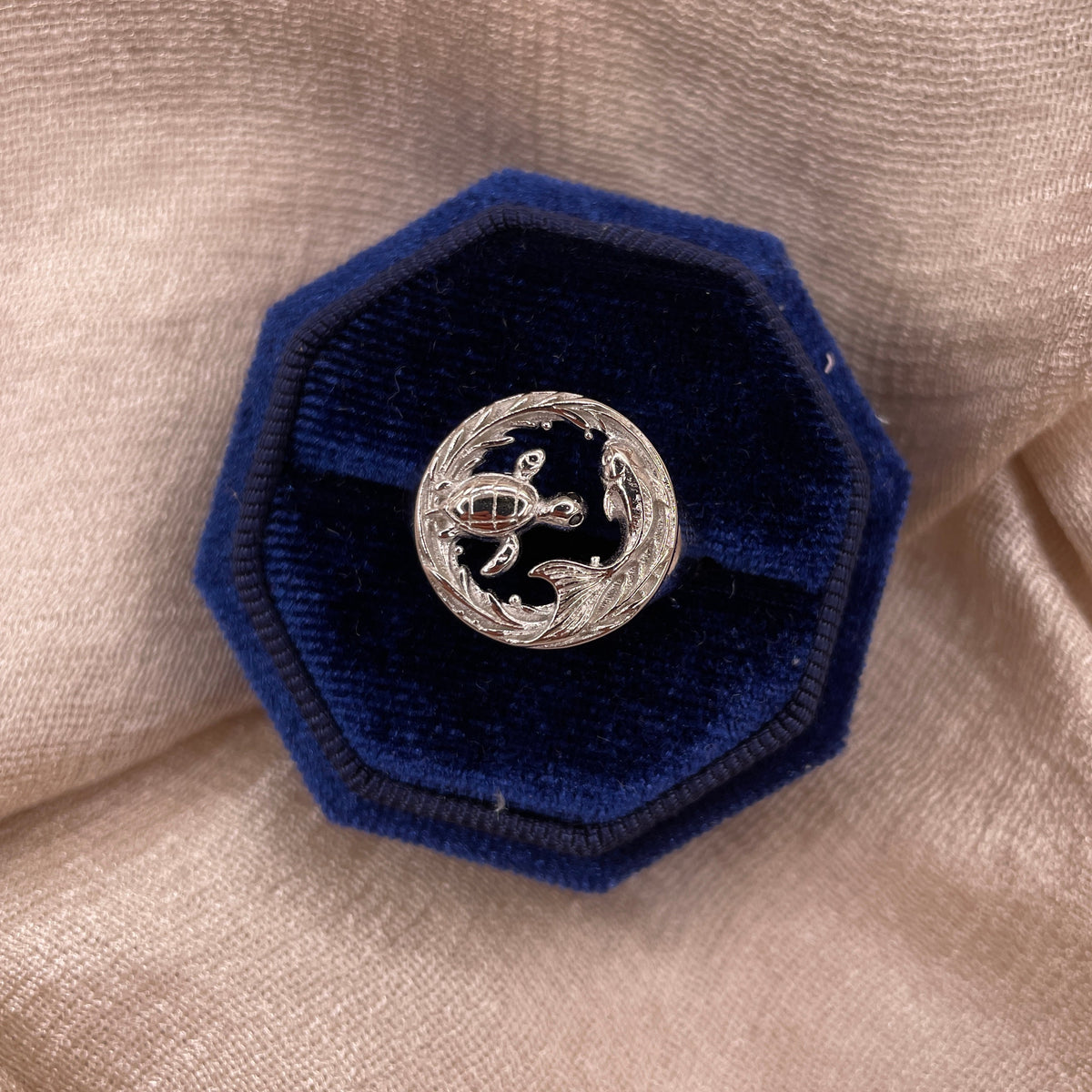 Turtle & Koi Adjustable 925 Sterling Silver Ring