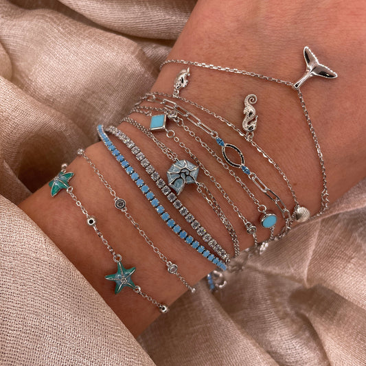 Sparkling Tennis Adjustable 925 Sterling Silver Bracelet
